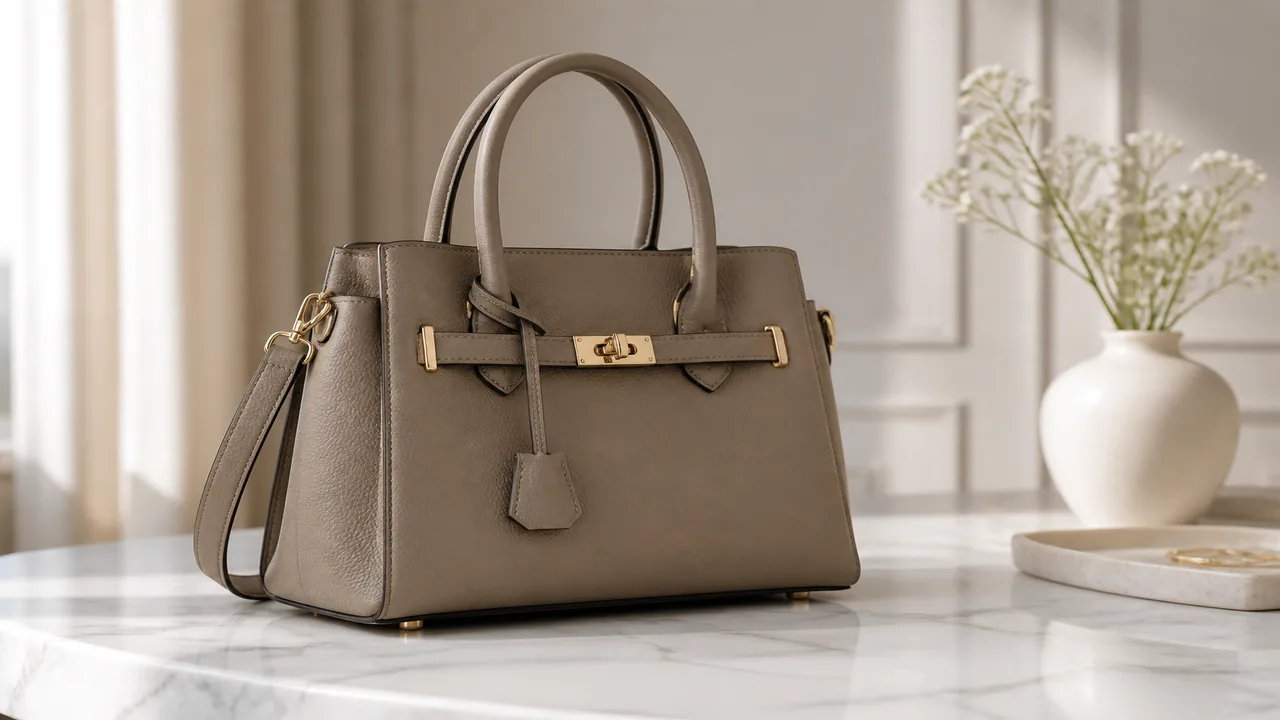 A structured handbag photographed for brand, shape, and model identification.